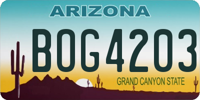 AZ license plate BOG4203