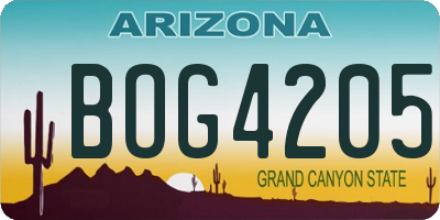 AZ license plate BOG4205