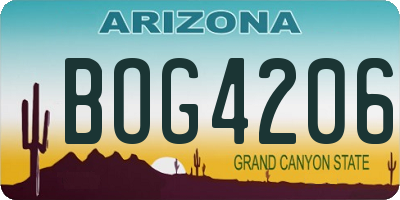 AZ license plate BOG4206