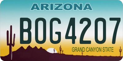 AZ license plate BOG4207