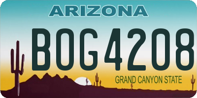 AZ license plate BOG4208