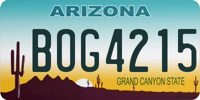 AZ license plate BOG4215
