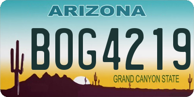 AZ license plate BOG4219