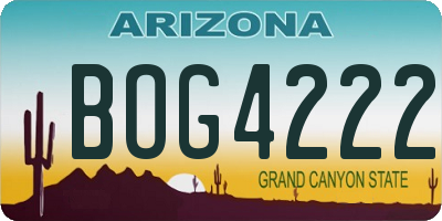 AZ license plate BOG4222