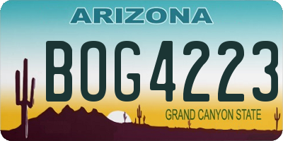AZ license plate BOG4223