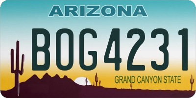 AZ license plate BOG4231