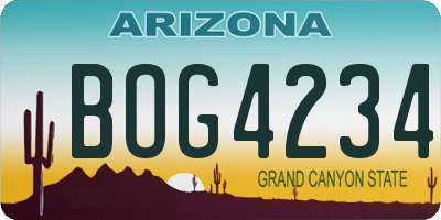 AZ license plate BOG4234