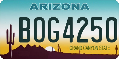 AZ license plate BOG4250