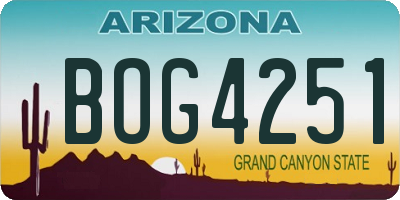 AZ license plate BOG4251
