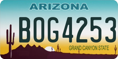 AZ license plate BOG4253