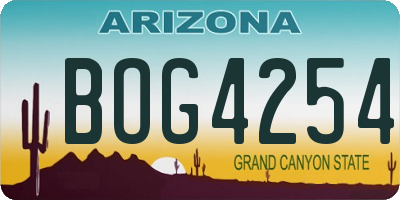 AZ license plate BOG4254