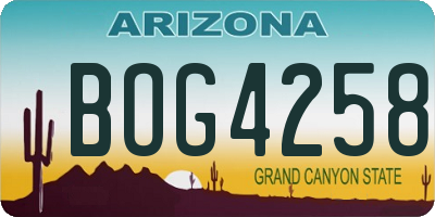 AZ license plate BOG4258