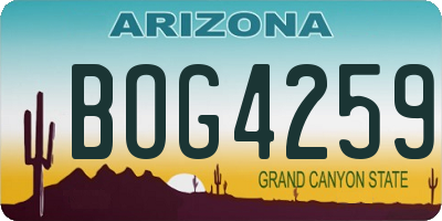 AZ license plate BOG4259