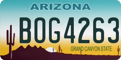 AZ license plate BOG4263