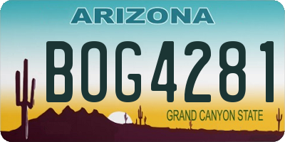 AZ license plate BOG4281