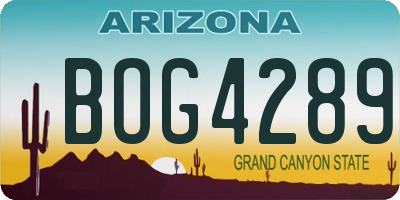AZ license plate BOG4289