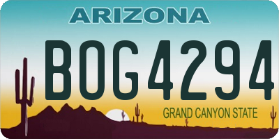 AZ license plate BOG4294