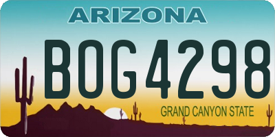 AZ license plate BOG4298