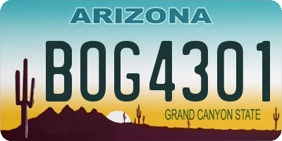 AZ license plate BOG4301