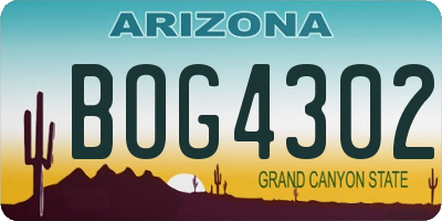 AZ license plate BOG4302