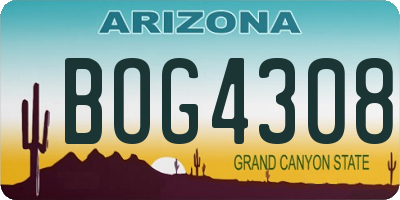 AZ license plate BOG4308