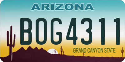 AZ license plate BOG4311