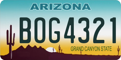 AZ license plate BOG4321
