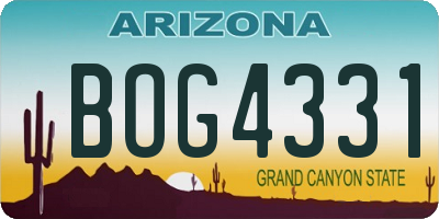 AZ license plate BOG4331