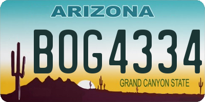 AZ license plate BOG4334