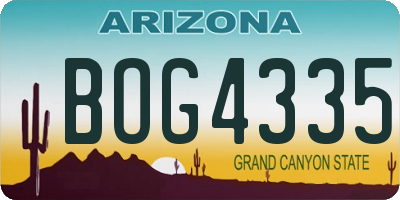 AZ license plate BOG4335
