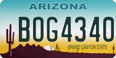AZ license plate BOG4340