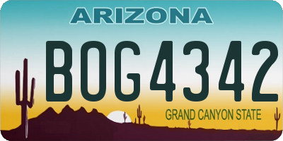 AZ license plate BOG4342