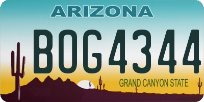 AZ license plate BOG4344
