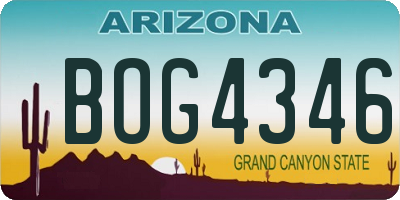 AZ license plate BOG4346