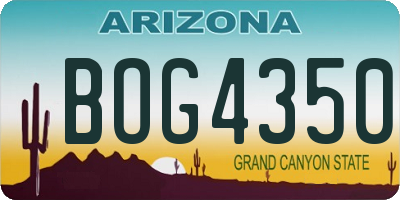 AZ license plate BOG4350