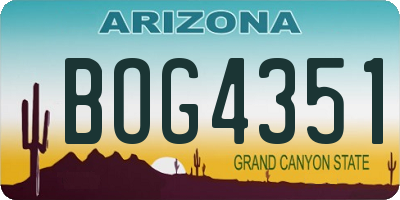 AZ license plate BOG4351