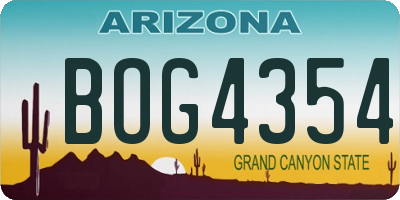 AZ license plate BOG4354