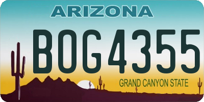 AZ license plate BOG4355