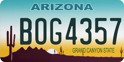 AZ license plate BOG4357