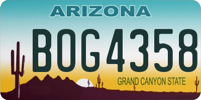 AZ license plate BOG4358
