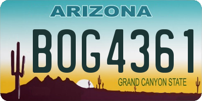 AZ license plate BOG4361