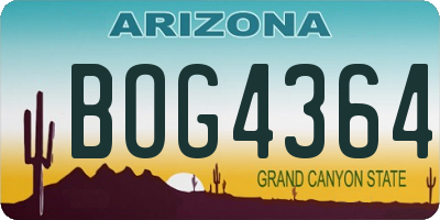 AZ license plate BOG4364