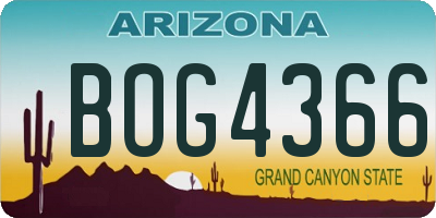 AZ license plate BOG4366