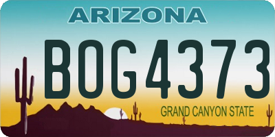 AZ license plate BOG4373