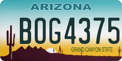 AZ license plate BOG4375