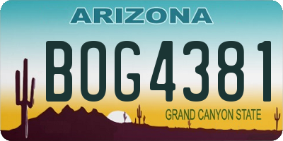 AZ license plate BOG4381