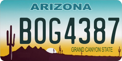 AZ license plate BOG4387