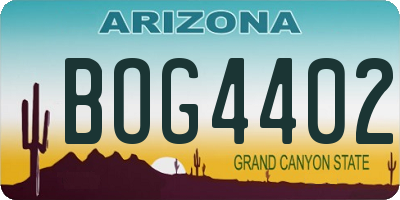 AZ license plate BOG4402