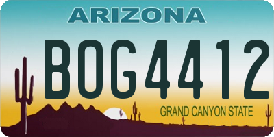 AZ license plate BOG4412