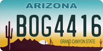 AZ license plate BOG4416
